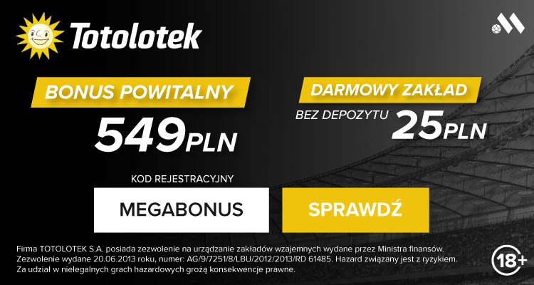 Totolotek kod promocyjny - bonus powitalny