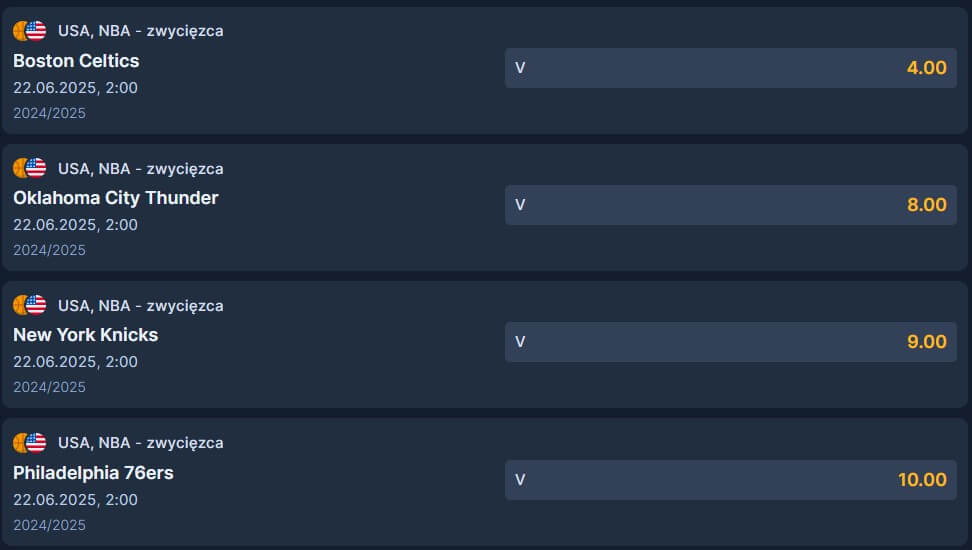 NBA typy i kursy na tytuł w sezonie 2024/25