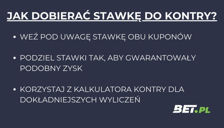 Jak dobierać stawkę do kontrowania u bukmachera?