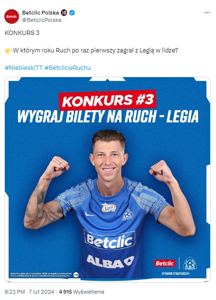 sponsoring bukmacherski Betclic Ruch Chorzów