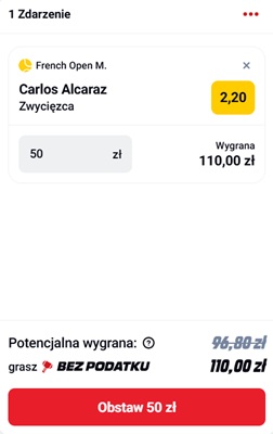 betclic typy bez podatku na french open 2025