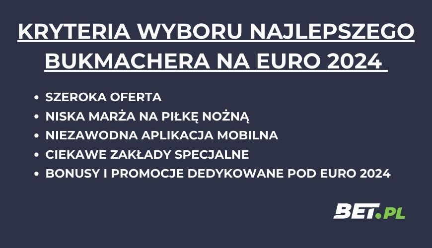 kryteria wyboru najlepszego bukmachera na euro 2024