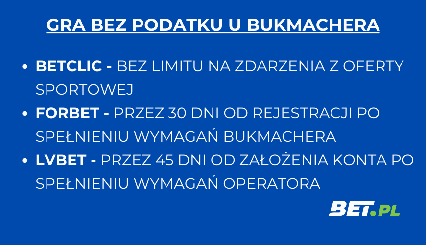 gra bez podatku u bukmachera