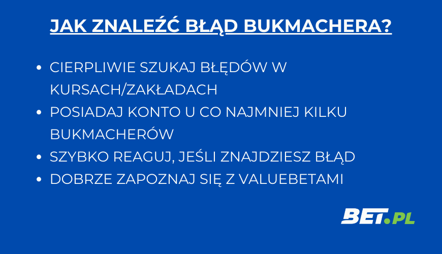 jak znaleźć błąd bukmachera