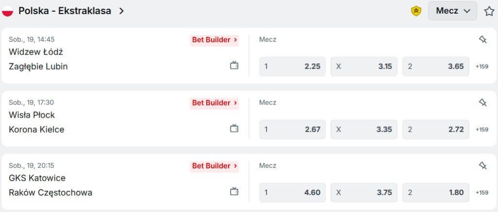 Ekstraklasa zakłady bukmacherskie w Superbet