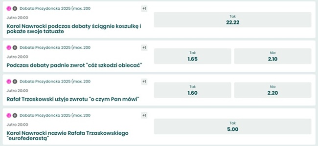 betfan typy i kursy na debatę prezydencką w tvp