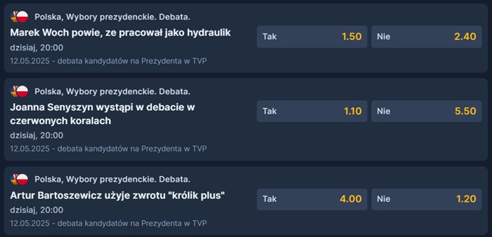 sts typy i kursy na debatę prezydencką 2025