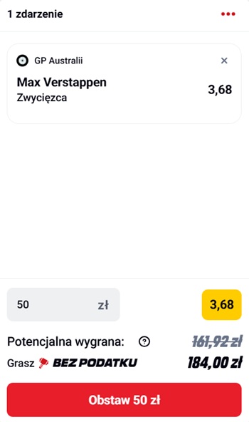 Betclic zakłady na Formułę 1 zwycięzca gp Australii 2026