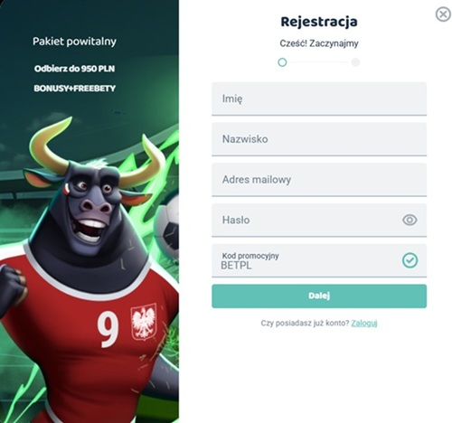 Lebull rejestracja z kodem BETPL - etap 1