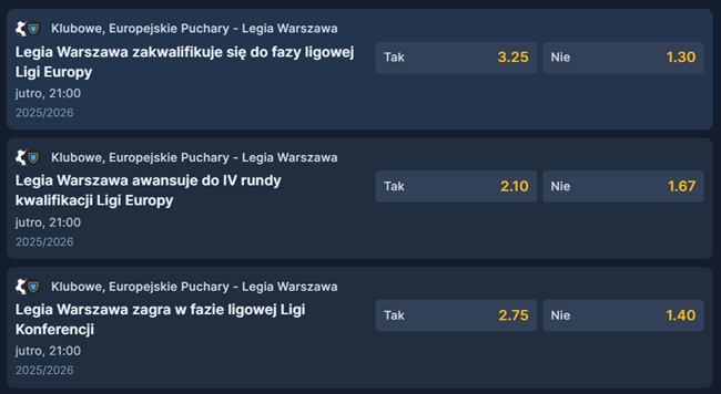 legia Warszawa szanse na awans do europejskich pucharów sts