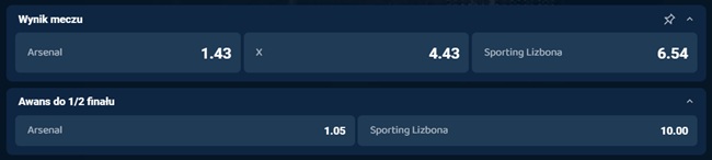 arsenal - sporting typy, kursy