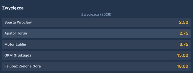 STS typy i kursy na zwycięzcę ekstraligi 2026